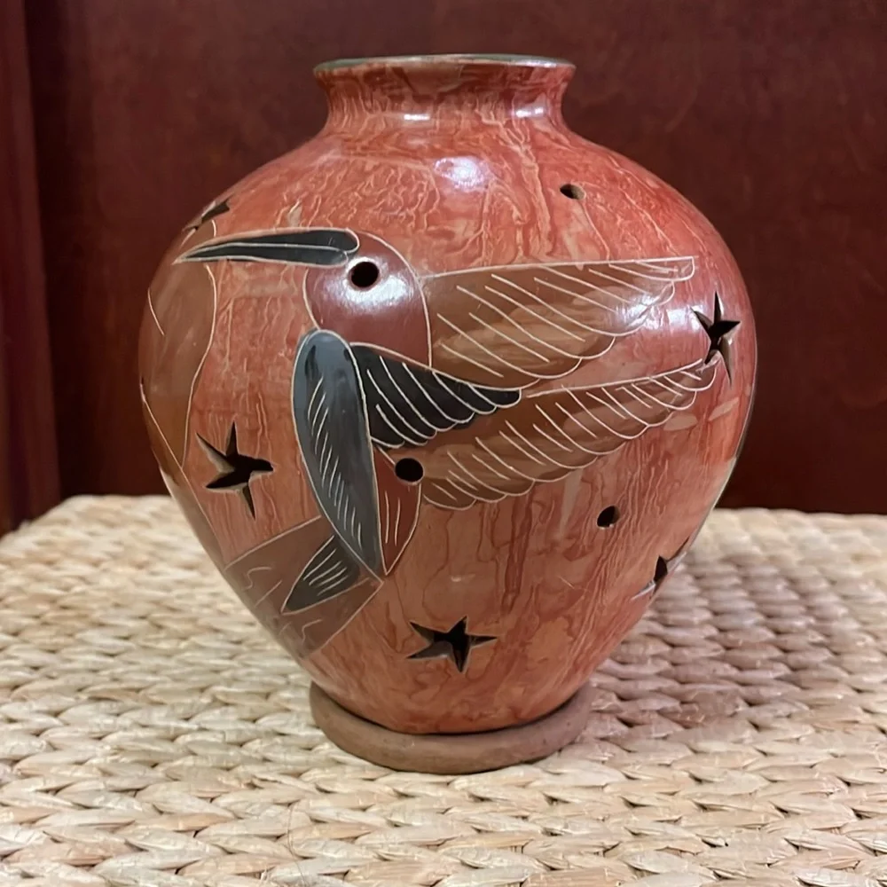 Handcrafted hummingbird Ceramic Lantern